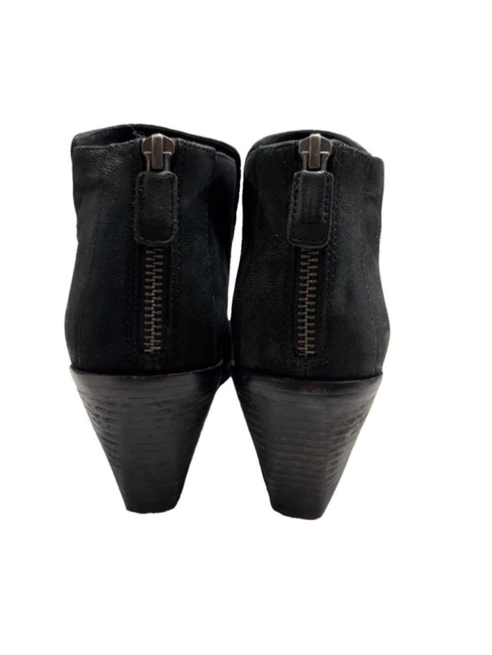Eileen Fisher Black Leather Ankle Booties Women’s 9.5 Back Zip Block Heel - Picture 2 of 11